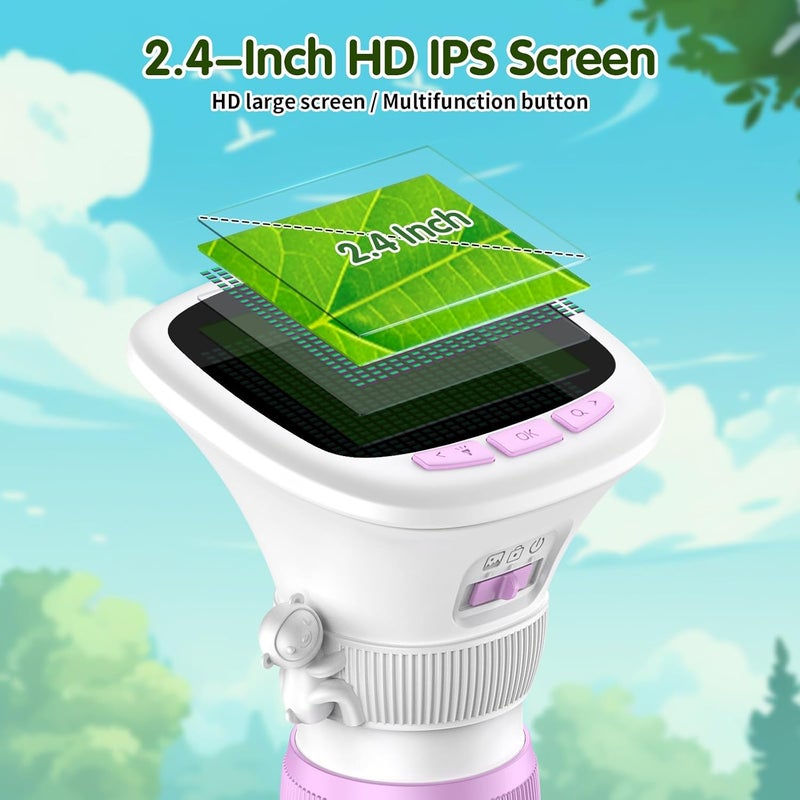 EDCREATY Microscope for Kids, 200X-1000X Portable Pocket Handheld Microscope, 2.4 High-Definition Screen, 200W Pixels for Birthday Christmas Holiday Toys Gifts for 5 6 7 8 9 10 11 12 Kids - Image 2